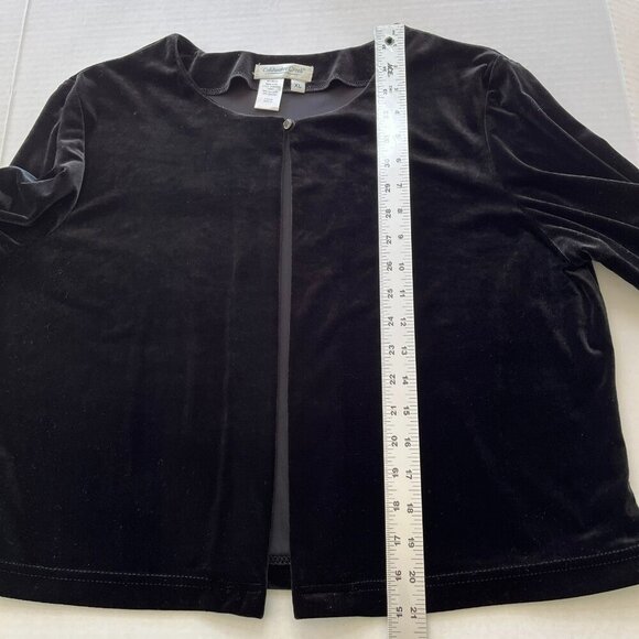 Vtg Coldwater Creek Velvet Cardigan XL Jewel Button Y2K Cropped Stretch Y2K Goth - Picture 7 of 8